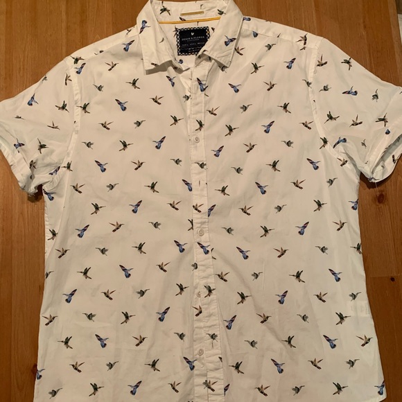 Denim & Flower Hummingbirds Bird Button Down, Size L Slim Fit - Picture 1 of 2